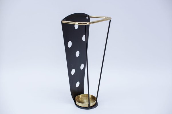 Mid-Century Austrian Umbrella Stand in Metal and Brass-KQB-1250344