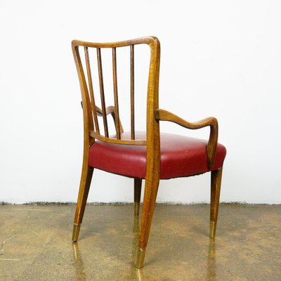 Mid-Century Austrian Walnut and Red Leather Dining Armchairs by Oswald Haerdtl, Set of 8-MH-1181703