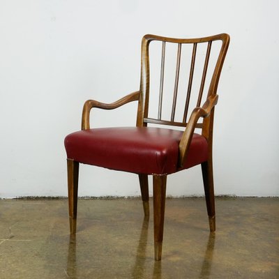 Mid-Century Austrian Walnut and Red Leather Dining Armchairs by Oswald Haerdtl, Set of 8-MH-1181703