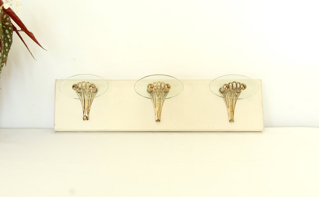 Mid-Century Avorio Glass and Brass Coat Rack, Italy, 1950s-HUY-1755863