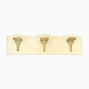 Mid-Century Avorio Glass and Brass Coat Rack, Italy, 1950s-HUY-1755863