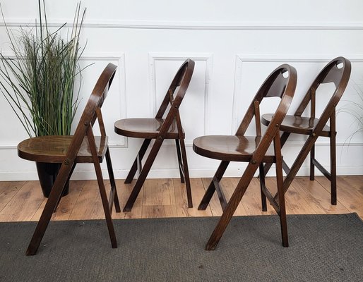 Mid-Century B 751 Folding Chairs in Wood from Thonet, 1960s, Set of 4-EUP-1817097