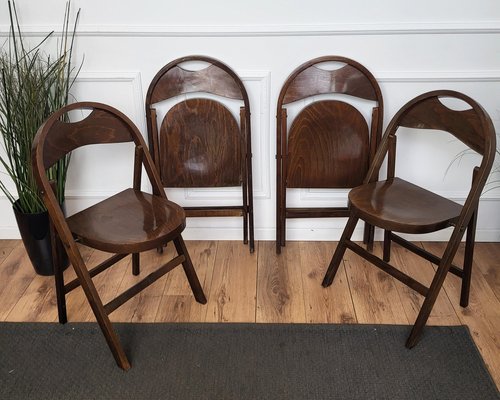 Mid-Century B 751 Folding Chairs in Wood from Thonet, 1960s, Set of 4-EUP-1817097