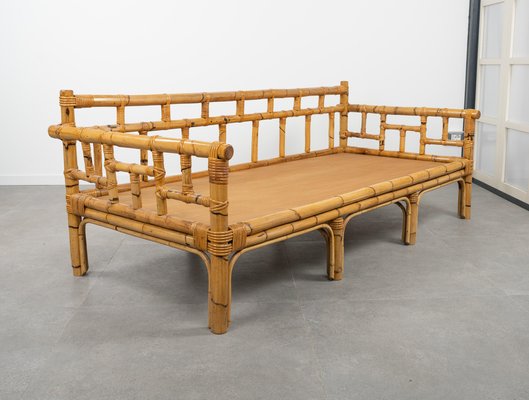 Mid-Century Bamboo and Rattan 3-Seater Sofa attributed to Vivai Del Sud, Italy, 1970s-LYQ-1804952