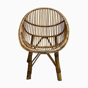 Mid-Century Bamboo and Rattan Armchair, 1950s-YUW-753585