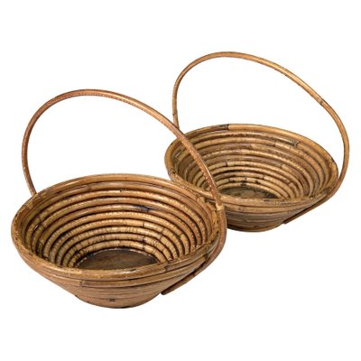 Mid-Century Bamboo and Rattan Bowls, 1970s, Set of 2-JDR-1125450