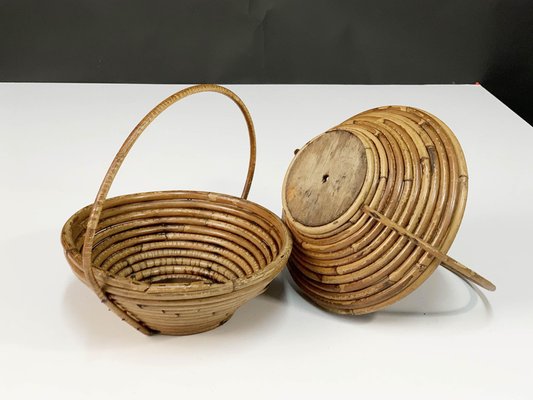 Mid-Century Bamboo and Rattan Bowls, 1970s, Set of 2-JDR-1125450