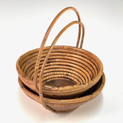 Mid-Century Bamboo and Rattan Bowls, 1970s, Set of 2-JDR-1125450