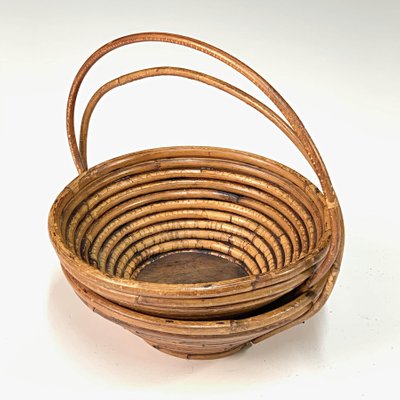 Mid-Century Bamboo and Rattan Bowls, 1970s, Set of 2-JDR-1125450