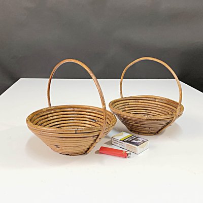 Mid-Century Bamboo and Rattan Bowls, 1970s, Set of 2-JDR-1125450