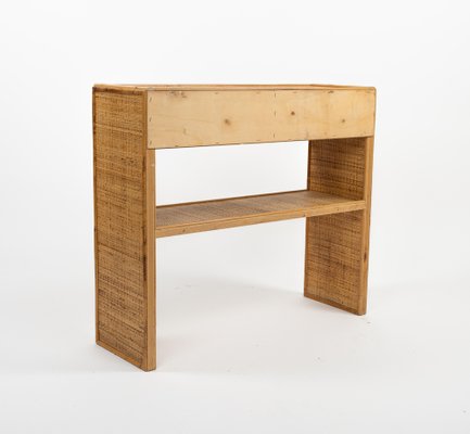 Mid-Century Bamboo and Rattan Console Table with Drawers, 1970s-LYQ-1791989