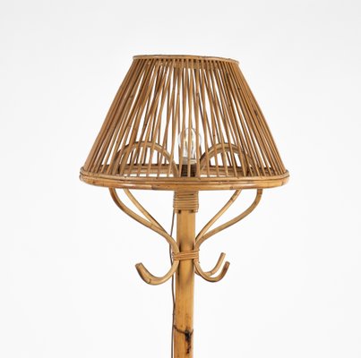 Mid-Century Bamboo and Rattan Floor Lamp in the style of Franco Albini, Italy, 1960s-LYQ-1798581