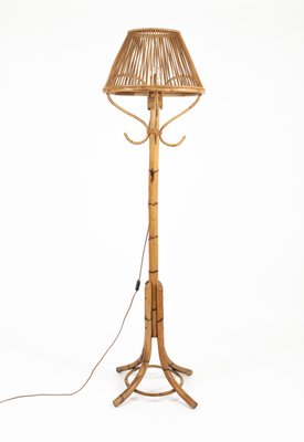 Mid-Century Bamboo and Rattan Floor Lamp in the style of Franco Albini, Italy, 1960s-LYQ-1798581