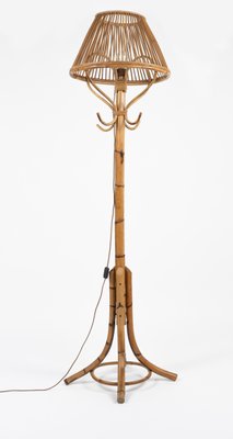 Mid-Century Bamboo and Rattan Floor Lamp in the style of Franco Albini, Italy, 1960s-LYQ-1798581