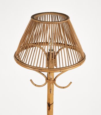 Mid-Century Bamboo and Rattan Floor Lamp in the style of Franco Albini, Italy, 1960s-LYQ-1798581