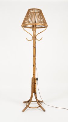 Mid-Century Bamboo and Rattan Floor Lamp in the style of Franco Albini, Italy, 1960s-LYQ-1798581