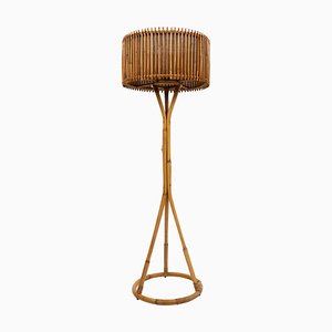 Mid-Century Bamboo and Rattan Floor Lamp in the style of Franco Albini, Italy, 1960s-LYQ-2034368