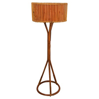 Mid-Century Bamboo and Rattan Floor Lamp, Italy, 1960s-LYQ-1767273