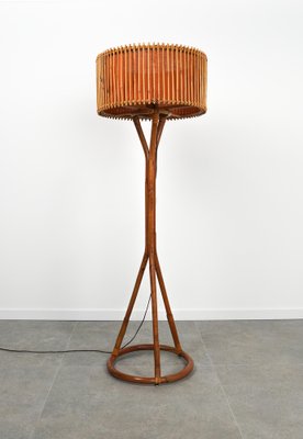 Mid-Century Bamboo and Rattan Floor Lamp, Italy, 1960s-LYQ-1767273