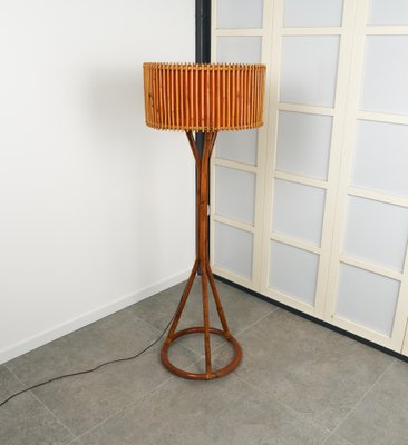 Mid-Century Bamboo and Rattan Floor Lamp, Italy, 1960s-LYQ-1767273