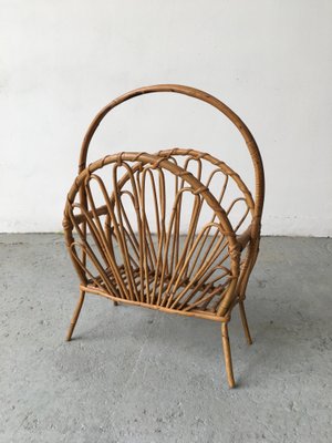 Mid-Century Bamboo and Rattan Magazine Rack, 1950s-GGK-672109