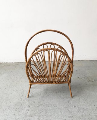 Mid-Century Bamboo and Rattan Magazine Rack, 1950s-GGK-672109