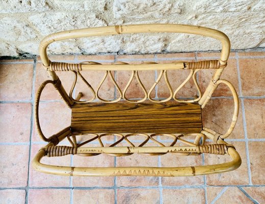 Mid-Century Bamboo and Rattan Magazine Rack, 1950s-OJT-853488