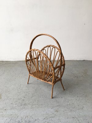 Mid-Century Bamboo and Rattan Magazine Rack, 1950s-GGK-672109