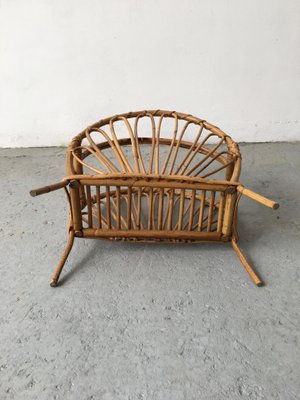 Mid-Century Bamboo and Rattan Magazine Rack, 1950s-GGK-672109