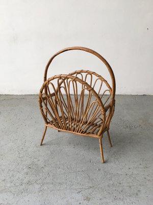 Mid-Century Bamboo and Rattan Magazine Rack, 1950s-GGK-672109