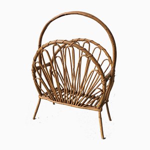 Mid-Century Bamboo and Rattan Magazine Rack, 1950s-GGK-672109