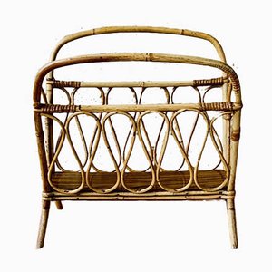 Mid-Century Bamboo and Rattan Magazine Rack, 1950s-OJT-853488