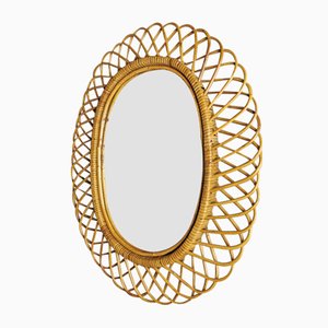 Mid-Century Bamboo and Rattan Mirror, 1950s-PRS-812100