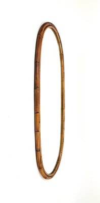 Mid-Century Bamboo and Rattan Oval Wall Mirror, Italy, 1960s-LYQ-1423590