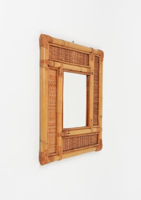 Mid-Century Bamboo and Rattan Wall Mirror in the style of Vivai Del Sud, Italy, 1970s-LYQ-1769421