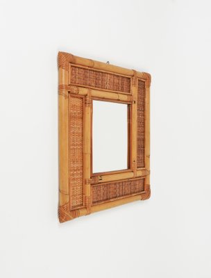 Mid-Century Bamboo and Rattan Wall Mirror in the style of Vivai Del Sud, Italy, 1970s-LYQ-1769421