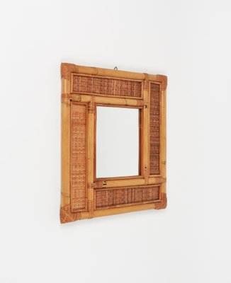 Mid-Century Bamboo and Rattan Wall Mirror in the style of Vivai Del Sud, Italy, 1970s-LYQ-1769421