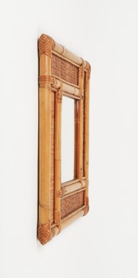 Mid-Century Bamboo and Rattan Wall Mirror in the style of Vivai Del Sud, Italy, 1970s-LYQ-1769421