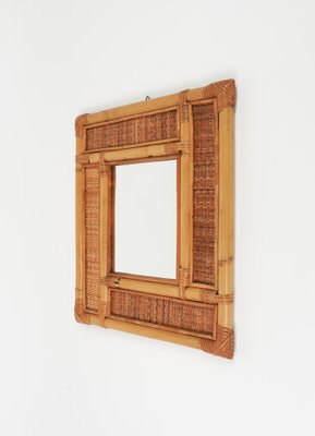 Mid-Century Bamboo and Rattan Wall Mirror in the style of Vivai Del Sud, Italy, 1970s-LYQ-1769421