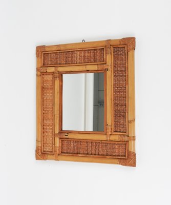 Mid-Century Bamboo and Rattan Wall Mirror in the style of Vivai Del Sud, Italy, 1970s-LYQ-1769421