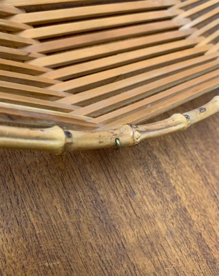 Mid-Century Bamboo and Wood Basket Bowl, 1960s-UAH-1364045