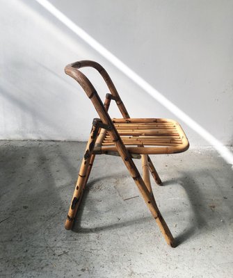 Mid-Century Bamboo Folding Chair with Brass Details, 1950s-GGK-728808