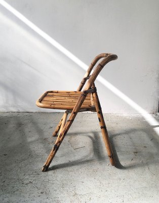 Mid-Century Bamboo Folding Chair with Brass Details, 1950s-GGK-728808