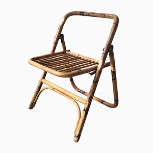 Mid-Century Bamboo Folding Chair with Brass Details, 1950s-GGK-728808