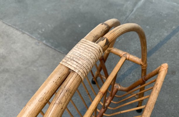 Mid-Century Bamboo Magazine Holder, 1960s-UAH-1524145