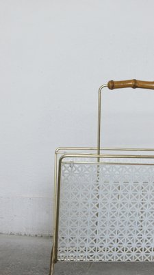 Mid-Century Bamboo & Metal Magazine Rack, 1960s-UMB-1282854