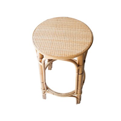 Mid-Century Bamboo Natural Fiber Stool, France, 1970s-UZ-862779