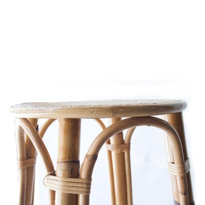 Mid-Century Bamboo Natural Fiber Stool, France, 1970s-UZ-862779