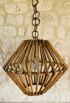 Mid-Century Bamboo & Rattan Pendant Lamp, 1960s-OJT-1823729