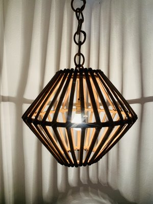 Mid-Century Bamboo & Rattan Pendant Lamp, 1960s-OJT-1823729